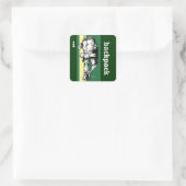 Backpacker (Typ)-GrünGelb Quadratischer Aufkleber (Tasche)