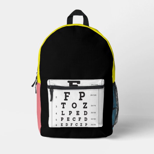 Backpackerpaket für die Eye Chart Book Back Pack Bedruckter Rucksack (Vorderseite)