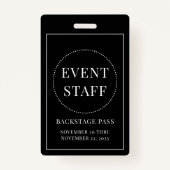 Backpass-ID für Veranstaltungspersonal Ausweis (Vorderseite)