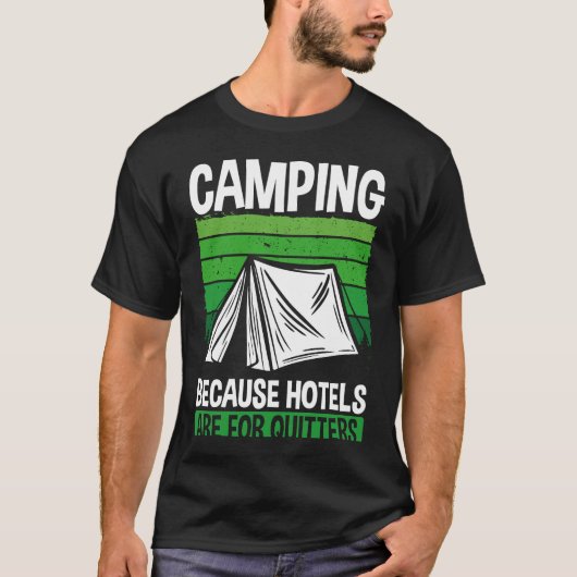 Backprint Camping, weil Hotels für Quittung sind T-Shirt (Vorderseite)