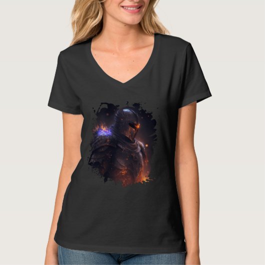 Backprint Flame Knight Invincible in Dark World T-Shirt (Vorderseite)