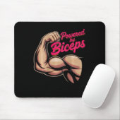 Backprint Funny Gym Humor Biceps Gains Powered By  Mousepad (Mit Mouse)