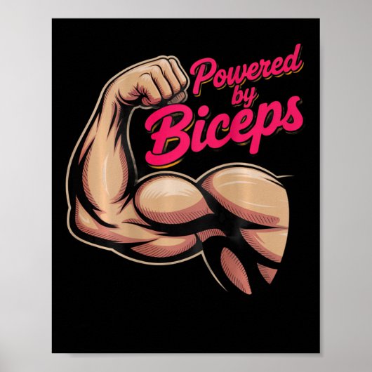Backprint Funny Gym Humor Biceps Gains Powered By  Poster (Vorne)