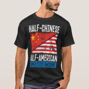 Backprint Halbwerter chinesischer Halbamerikaner V T-Shirt