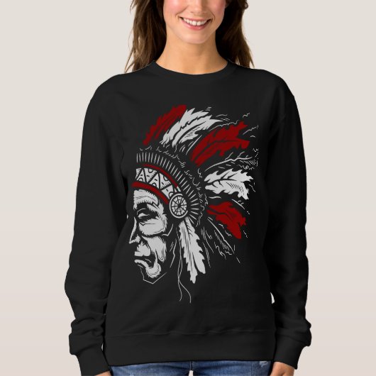 Backprint Indianerkopfstück Sweatshirt (Vorderseite)