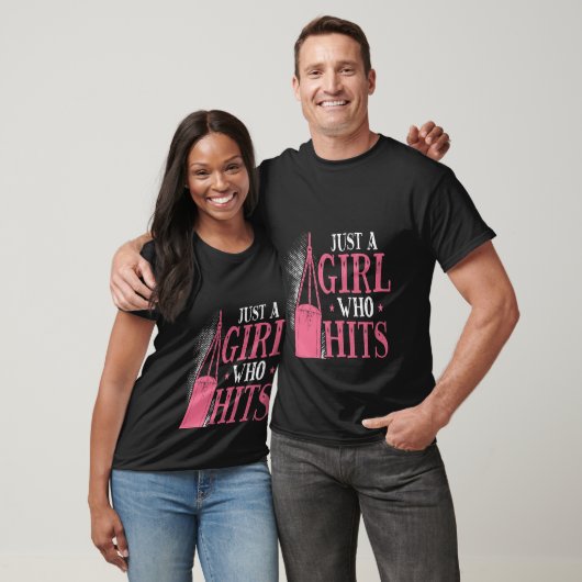 Backprint Just A Girl Who Hits Things Woman Boxing T-Shirt (Unisex)