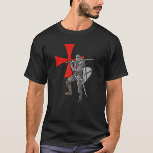 Backprint Kreuzfahrer Cool Mittelalter und Ritter T-Shirt