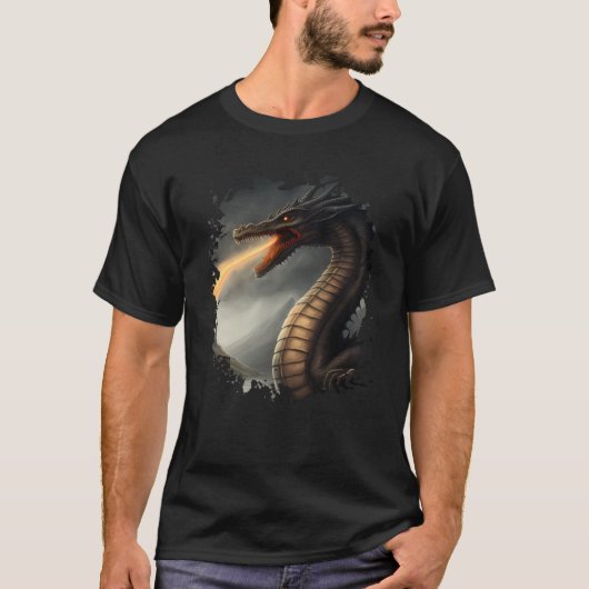 Backprint Loch Ness Monster the Fire Breathing Dra T-Shirt (Vorderseite)