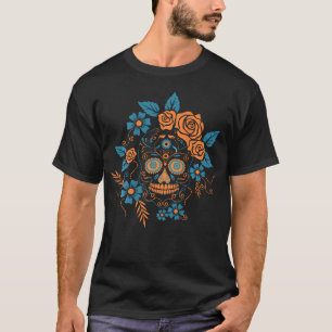 Backprint Mexikanischer Totenkopf-Skelett Mexiko T-Shirt