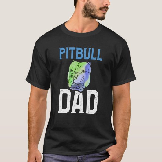 Backprint Pitbull Dad cool dog and dog owner T-Shirt (Vorderseite)