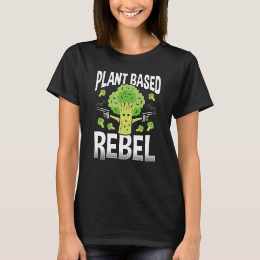 Backprint Plant Based Rebel Veganism T-Shirt (Vorderseite)