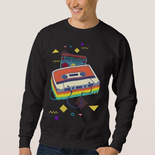 Backprint retro cassette and stereo system 80s and sweatshirt (Vorderseite)