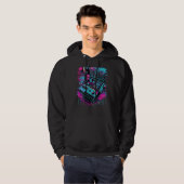 Backprint Retrowave DJ Techno Futuresynth Synthwav Hoodie (Vorne ganz)
