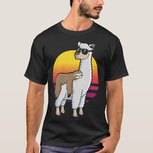 Backprint Sloth auf Llama T-Shirt (Vorderseite)