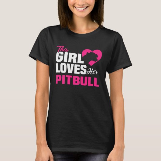 Backprint This girl loves her Pitbull dog and dogs T-Shirt (Vorderseite)