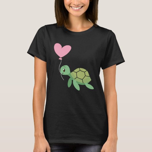 Backprint Valentine s day turtle heart love T-Shirt (Vorderseite)