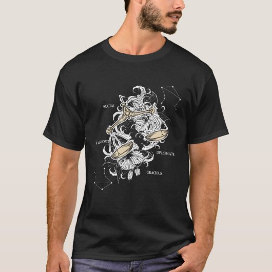 Backprint Zodiac Sign Libra T-Shirt (Vorderseite)