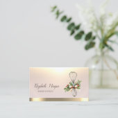 Backrollenquirl Winter Blumen Gold Visitenkarte (Stehend Vorderseite)