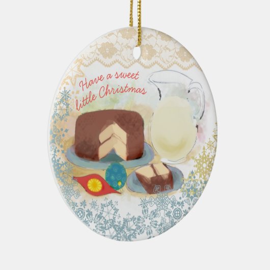 Backschokoladekuchen-Milch Weihnachtsverzierung Keramikornament (Rechts)