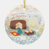 Backschokoladekuchen-Milch Weihnachtsverzierung Keramikornament (Vorne)
