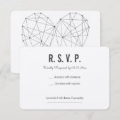 BACKSIDED with geometric heart RSVP card Wedding Karte (Vorne/Hinten)