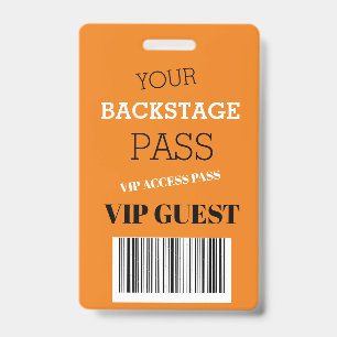 Backstage Music Festival Orange Access Pass VIP Ausweis