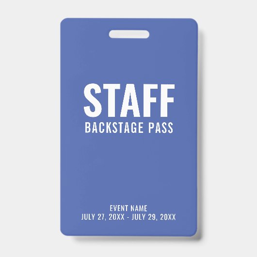 Backstage Pass Blue ID Abzeichen Ausweis (Vorderseite)