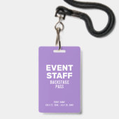 Backstage-Pass-Veranstaltungsmitarbeiter lila ID-A Ausweis (Vorderseite mit Lanyard)