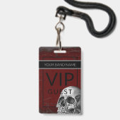 Backstage Pass VIP Individuelle Name Rock Skull La Ausweis (Rückseite mit Lanyard)