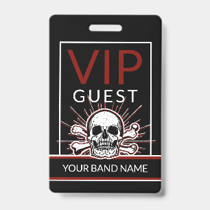 Backstage Pass VIP Individueller Name Rock-Schädel Ausweis