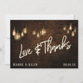 Backsteine mit Vintager Edison Lights Liebe & Dank Dankeskarte (Vorderseite)