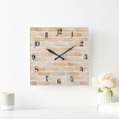 Backsteinmauer Quadratische Wanduhr (Zuhause)