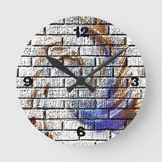 BACKSTEINMAUER RUNDE WANDUHR (Vorderseite)