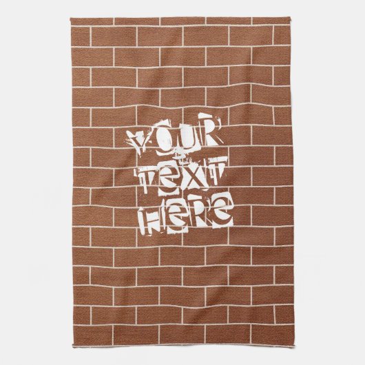 Backsteinwand Küchentuch mit individuellem Text (Vertikal)