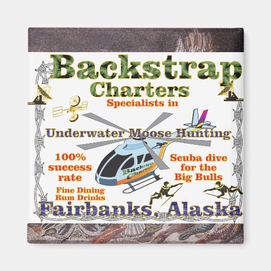 Backstrap Charts Unterwasser Elche Jagd Alaska Magnet (Vorne)