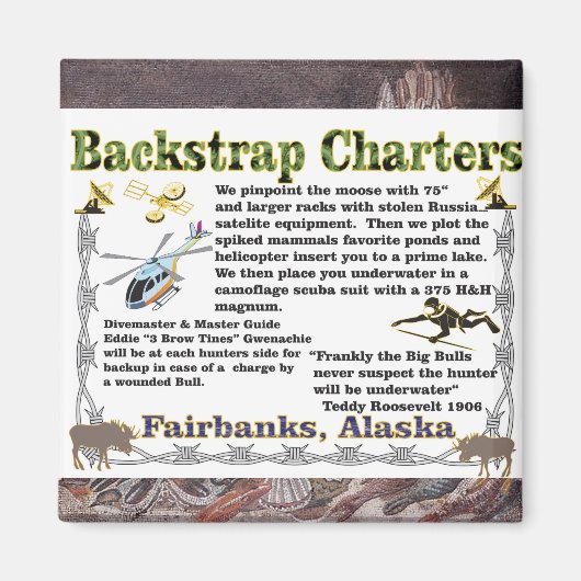 Backstrap Charts Unterwasser Elche Jagd Magnet (Vorne)