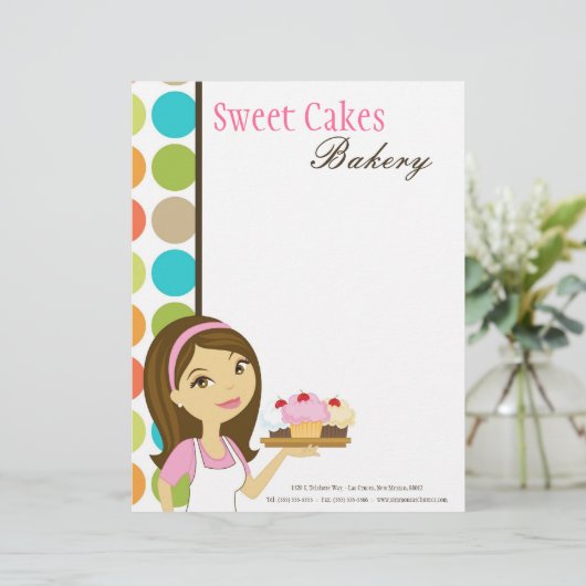 backt brünette Bäcker-Schale der Bäckerei-8.5x11 Briefkopf (Stehend Vorderseite)