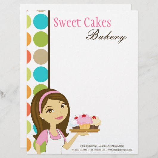 backt brünette Bäcker-Schale der Bäckerei-8.5x11 Briefkopf (Vorne/Hinten)