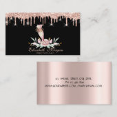 Backtools Blume Rose Gold Tropfen Bäckerei Schwarz Visitenkarte (Vorne/Hinten)