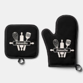 Backtriebmittel Monogramm Ofenhandschuh & Topflappen-Set (Vorderseite)