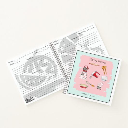 Backutensien Backen Rezept Notebook Notizblock (Innenseite)