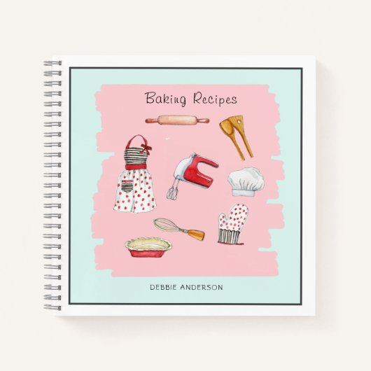 Backutensien Backen Rezept Notebook Notizblock (Vorderseite)