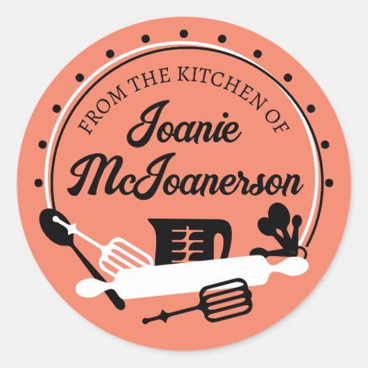 Backutensilien aus der Küche der Bäckerei Runder Aufkleber (Vorderseite)