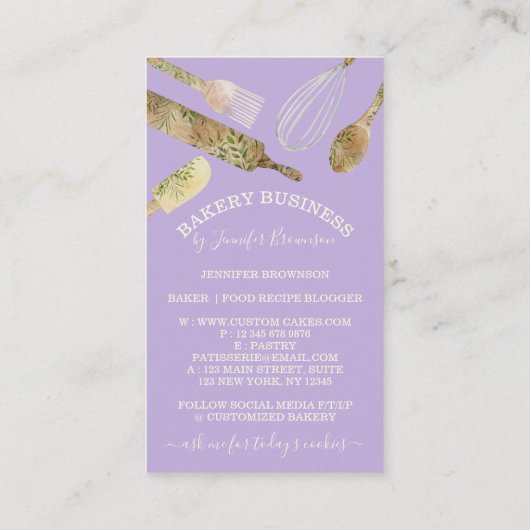 Backutensilien Catering Koch Koch lila Visitenkarte (Rückseite)