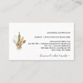 Backutensilien Catering rustikal grüne Blüte Visitenkarte (Rückseite)