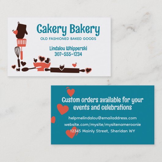 Backutensilien für Backwaren Backwaren Visitenkarte (Vorne/Hinten)