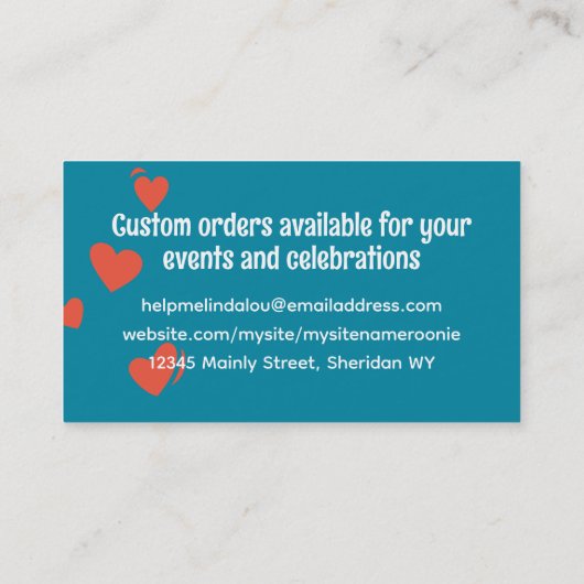 Backutensilien für Backwaren Backwaren Visitenkarte (Rückseite)