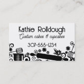 Backutensilien für das Rollen von Button, Messlöff Visitenkarte (Vorderseite)