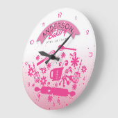 Backutensilien Kochen personalisierte rosa Küche Große Wanduhr (Winkel)