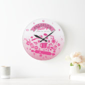 Backutensilien Kochen personalisierte rosa Küche Große Wanduhr (Zuhause)